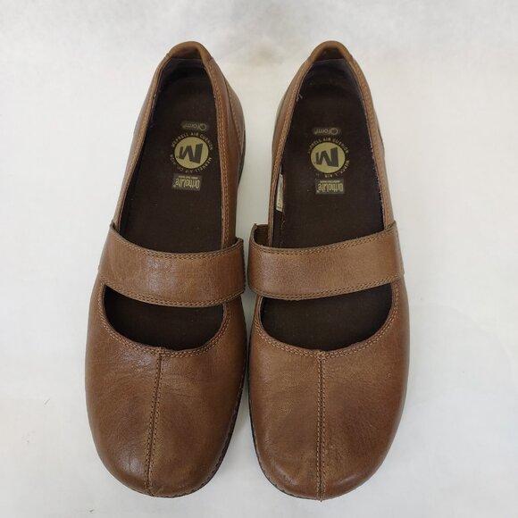Merrell Brio Saddle Mary Jane Women's Size 8.5 Brown Leather Wedge Comfort Shoes - Picture 4 of 15